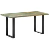 Solid Reclaimed Wood Dining Table 63"x31.5"x29.5" - Blue Weathered Paint Style - Image 9