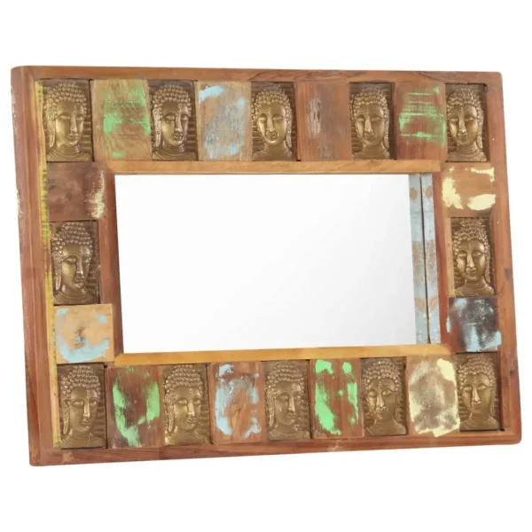Mirror with Buddha Cladding 31.5"x19.7" Solid Reclaimed Wood - Image 6