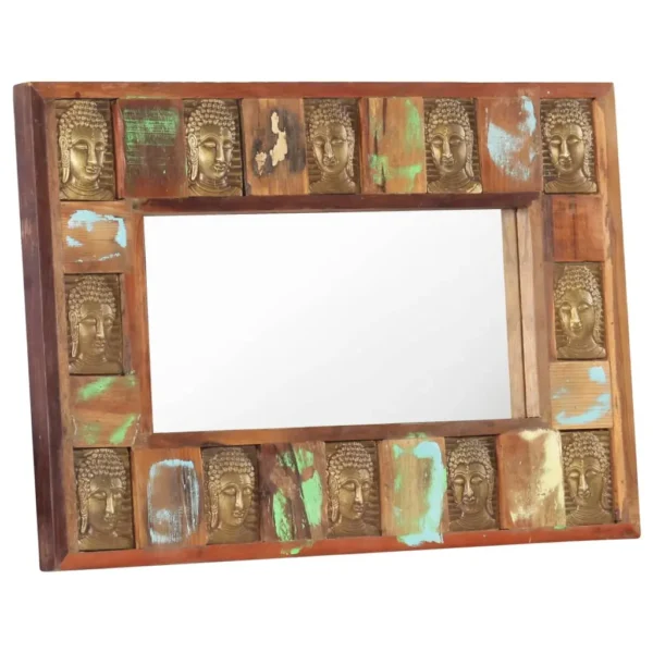 Mirror with Buddha Cladding 31.5"x19.7" Solid Reclaimed Wood - Image 7