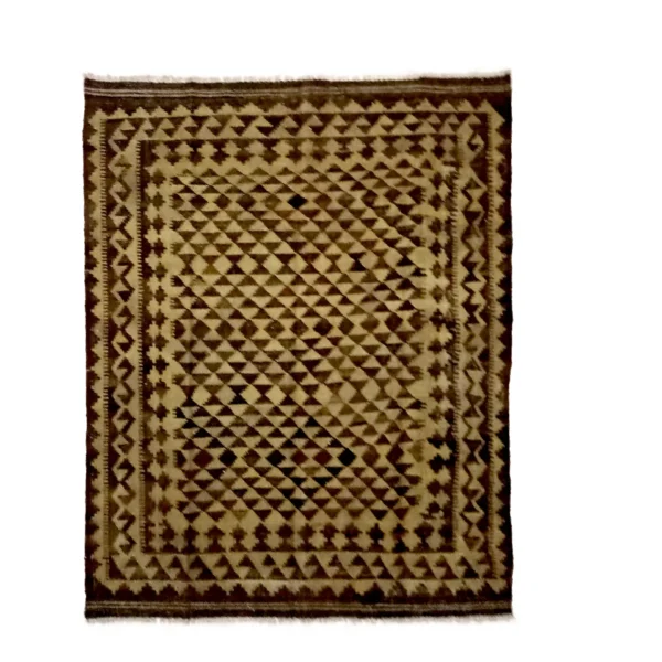 Geometric Brown Pod Kilim Rug - Image 2