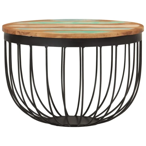 Coffee Table 19.7"x13.8" Solid Wood Reclaimed and Steel - Image 2