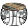 Coffee Table Round Solid Reclaimed Wood 26.8"x14.6" - Image 9