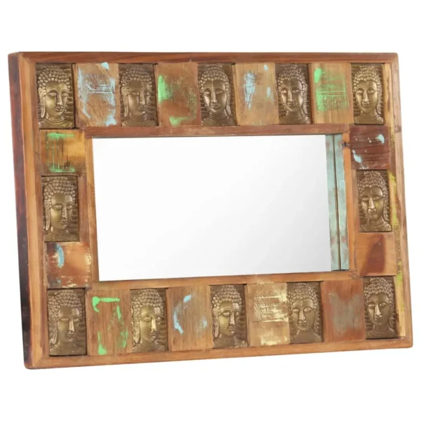 Mirror with Buddha Cladding 31.5"x19.7" Solid Reclaimed Wood - Image 10
