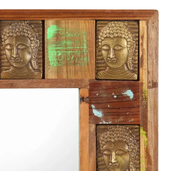 Mirror with Buddha Cladding 31.5"x19.7" Solid Reclaimed Wood - Image 13
