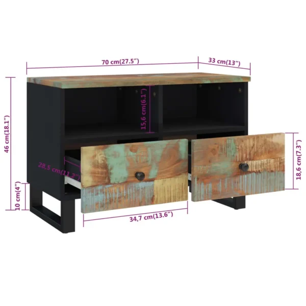 TV Stand 27.6"x13"x18.1" Solid Wood Reclaimed - Image 22