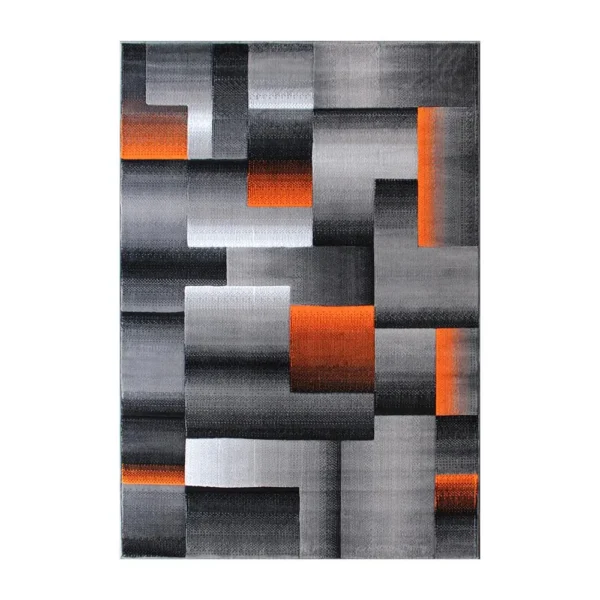 Orange Color Blocked Area Rug
