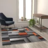 Orange Color Blocked Area Rug - Image 5