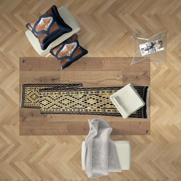 Geometric Woolen Teak Kilim Rug - Image 5