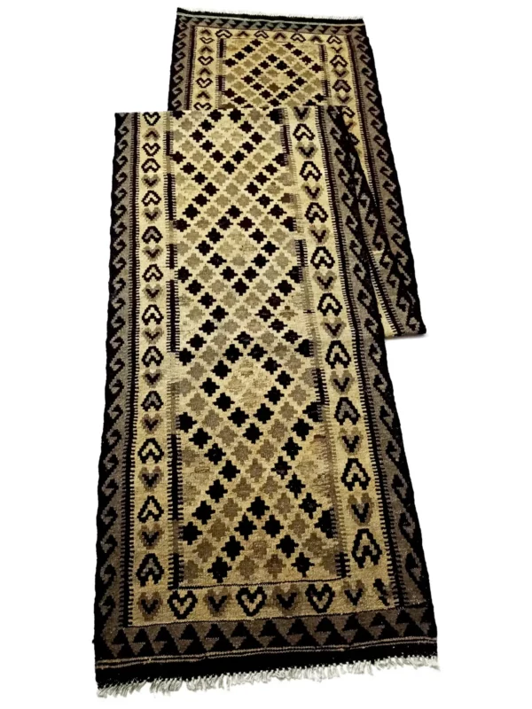 Geometric Woolen Teak Kilim Rug - Image 2