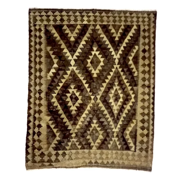 Neutral Handwoven Domino Kilim Rugs - Image 4