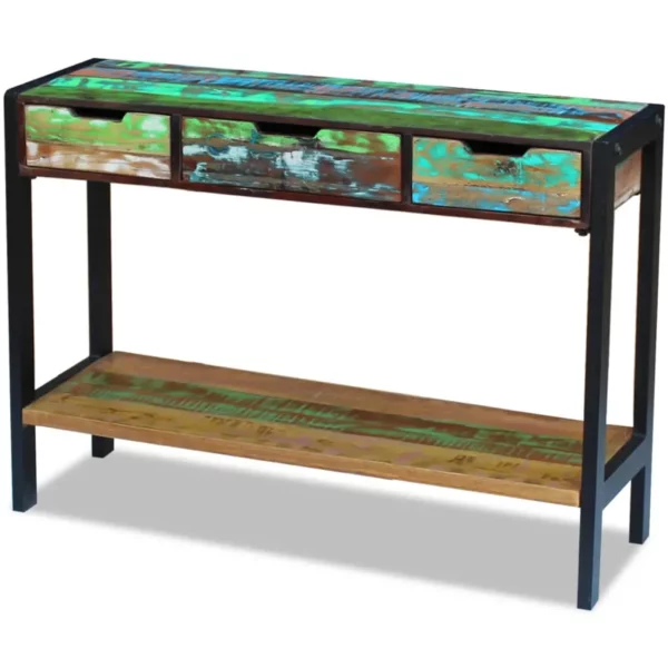 Sideboard 3 Drawers Solid Reclaimed Wood - Image 10