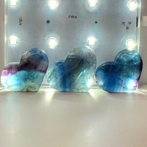 Blue Rainbow Fluorite Hearts