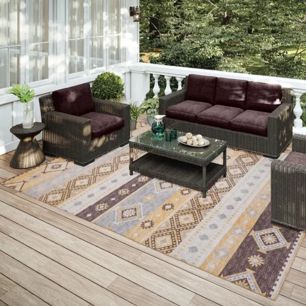 Yuma Gilded Transitional Southwest 5' x 7'6" Area Rug Gilded AYU42