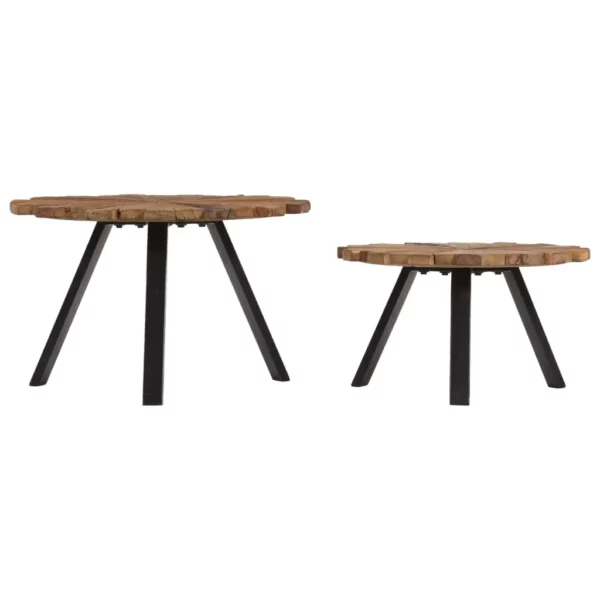 vidaXL Coffee Table Multicolor Solid reclaimed wood, Powder-coated steel - Image 2