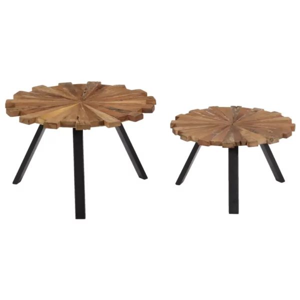 vidaXL Coffee Table Multicolor Solid reclaimed wood, Powder-coated steel - Image 5