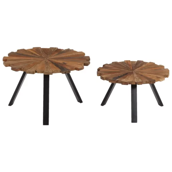 vidaXL Coffee Table Multicolor Solid reclaimed wood, Powder-coated steel - Image 6