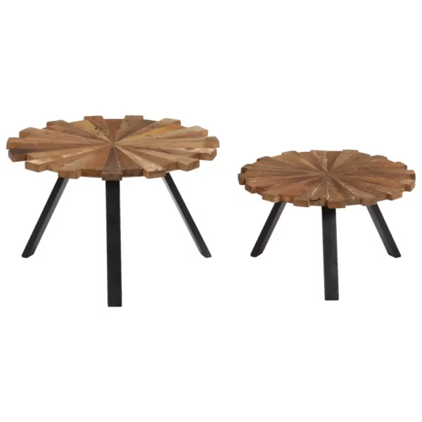 vidaXL Coffee Table Multicolor Solid reclaimed wood, Powder-coated steel - Image 7
