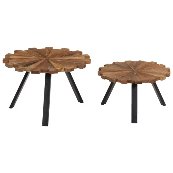 vidaXL Coffee Table Multicolor Solid reclaimed wood, Powder-coated steel - Image 8