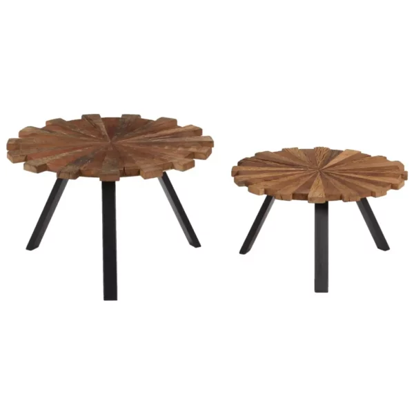 vidaXL Coffee Table Multicolor Solid reclaimed wood, Powder-coated steel - Image 9