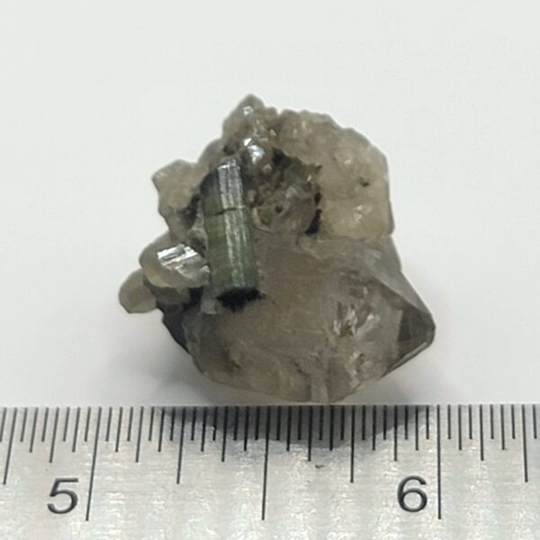 Green Tourmaline with Clear Quartz Specimen - Image 3