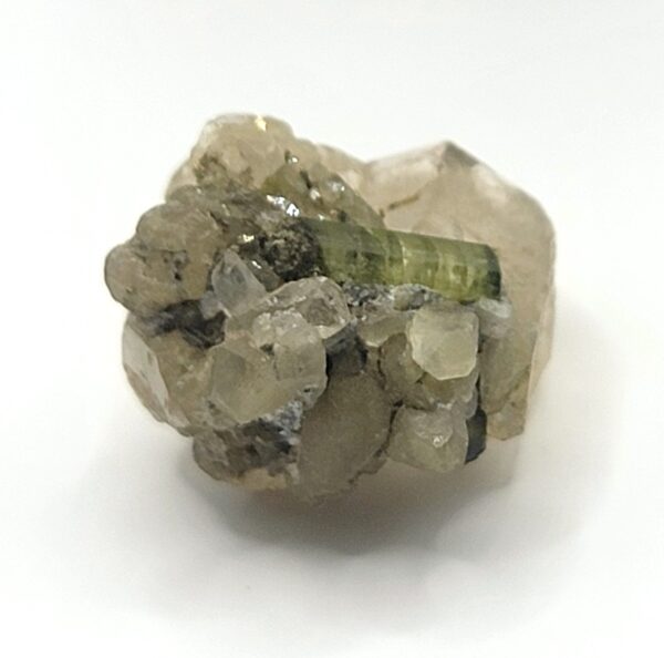 Green Tourmaline with Clear Quartz Specimen - Image 7