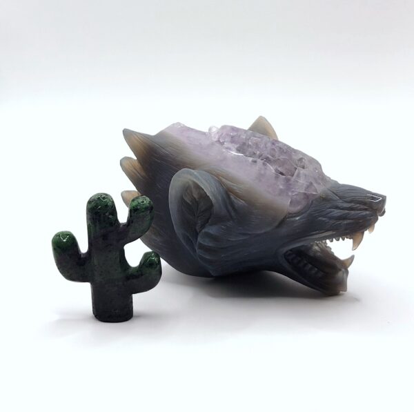 Amethyst Wolf Head