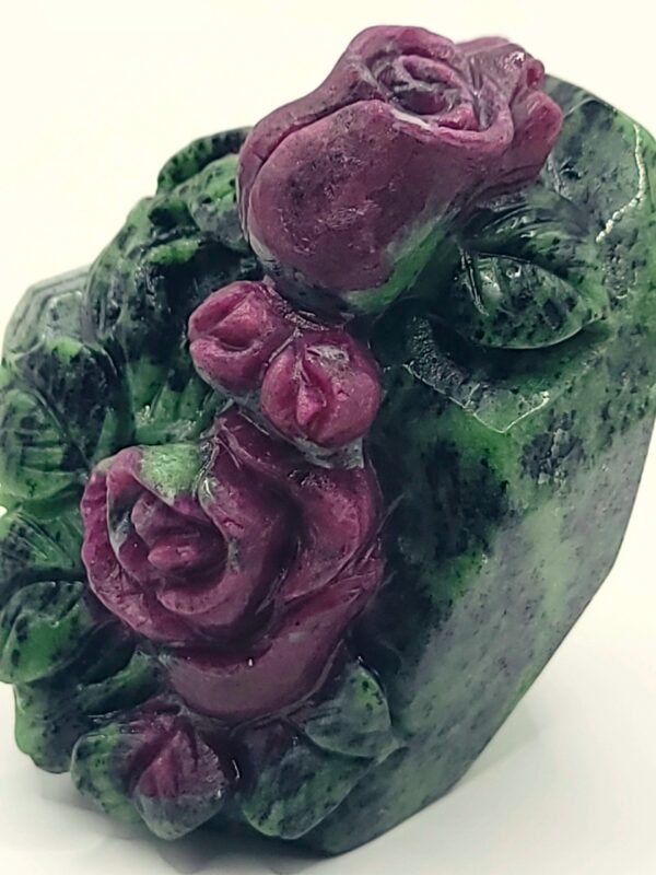 Ruby Zoisite Roses Carving - Image 16