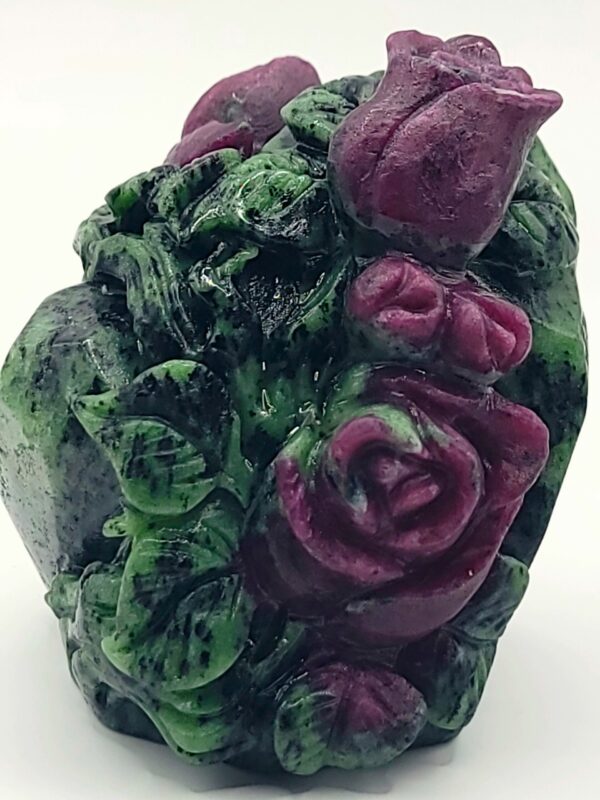 Ruby Zoisite Roses Carving - Image 2