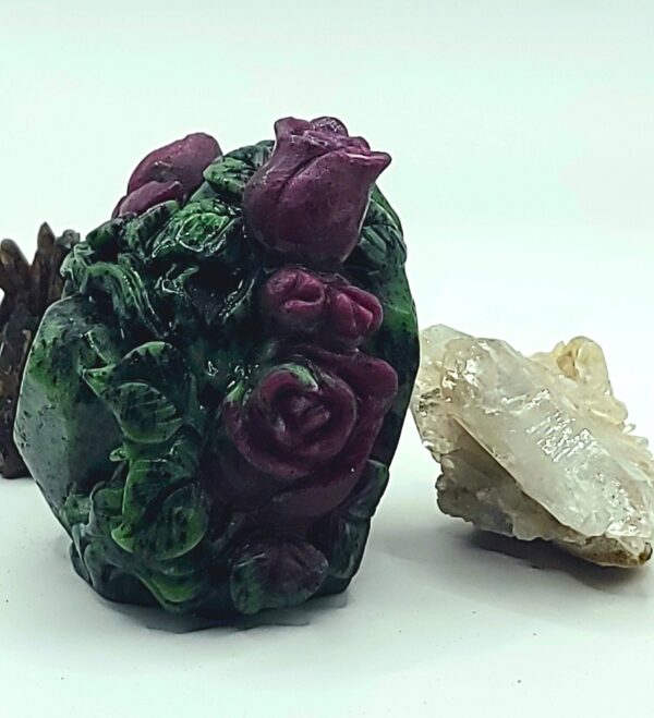 Ruby Zoisite Roses Carving - Image 7