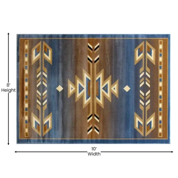 Lodi Collection Southwestern 8' x 10' Blue Area Rug - Image 4