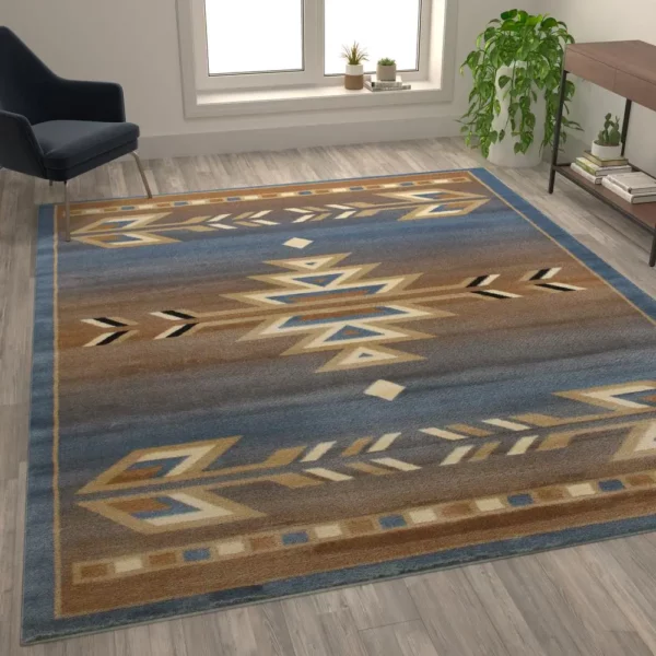 Lodi Collection Southwestern 8' x 10' Blue Area Rug - Image 5