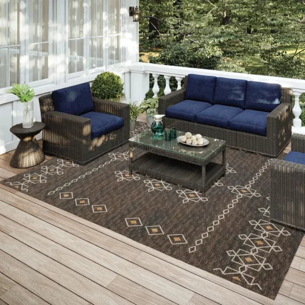 Yuma Brown Transitional Southwest 9' x 12' Area Rug Brown AYU33