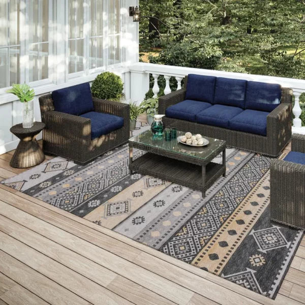 Yuma Gray Transitional Southwest 9' x 12' Area Rug Gray AYU42