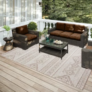 Yuma Taupe Transitional Southwest 8' x 10' Area Rug Taupe AYU44