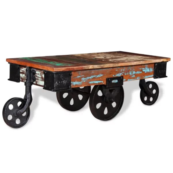 vidaXL Coffee Table Varied wood hues Reclaimed wood, iron - Image 2