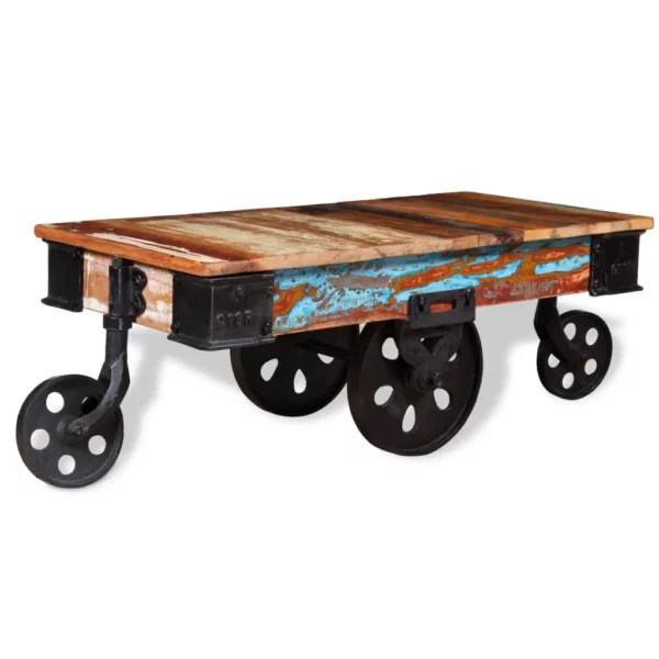 vidaXL Coffee Table Varied wood hues Reclaimed wood, iron - Image 4