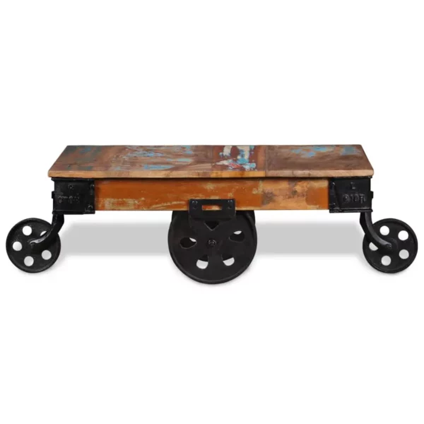vidaXL Coffee Table Varied wood hues Reclaimed wood, iron - Image 6