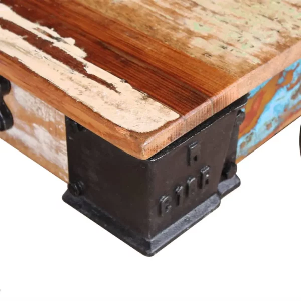 vidaXL Coffee Table Varied wood hues Reclaimed wood, iron - Image 7