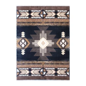 5' x 7' Black Traditional Southwestern Area Rug - Olefin Fibers