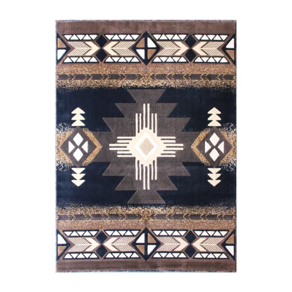 5' x 7' Black Traditional Southwestern Area Rug - Olefin Fibers