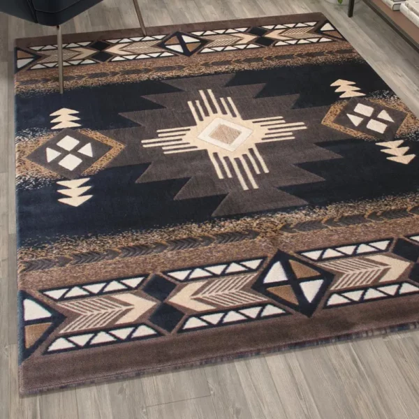 5' x 7' Black Traditional Southwestern Area Rug - Olefin Fibers - Image 5