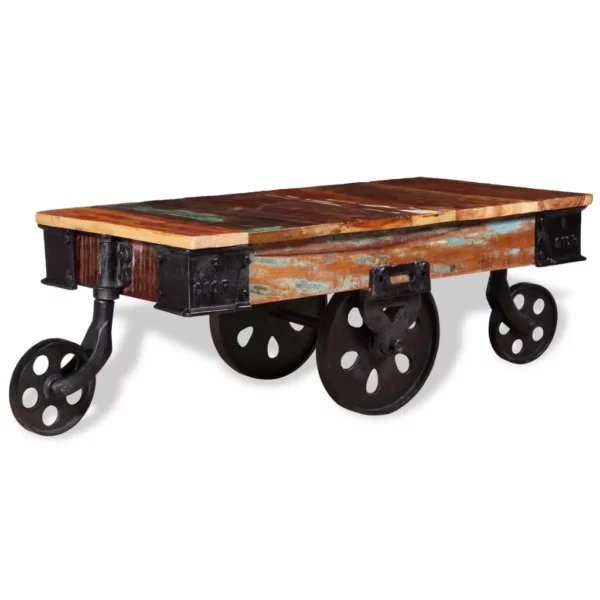 vidaXL Coffee Table Varied wood hues Reclaimed wood, iron - Image 11