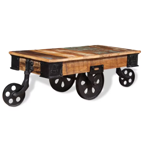 vidaXL Coffee Table Varied wood hues Reclaimed wood, iron - Image 13