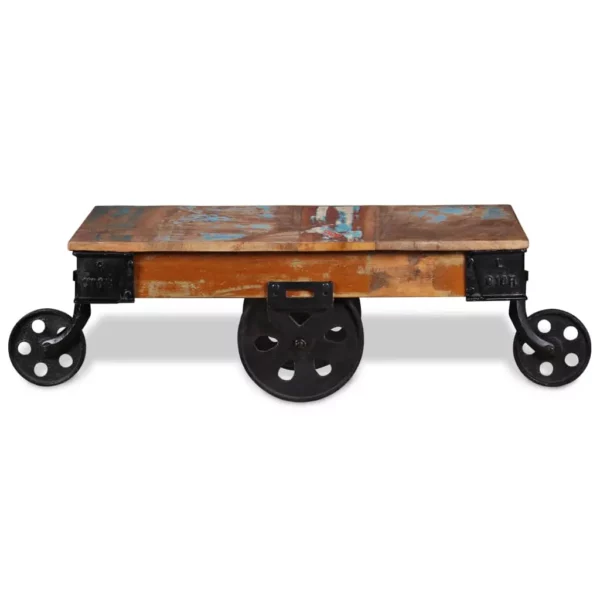 vidaXL Coffee Table Varied wood hues Reclaimed wood, iron - Image 14