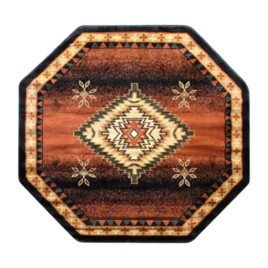 Mirage Collection Southwestern Style Round 4' x 4' Brown Olefin Area Rug with Jute Backing - Rustic Boho Accent Rug for Entryway, Bedroom, Living Room