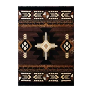 8' x 10' Chocolate Traditional Southwestern Area Rug - Olefin Fibers