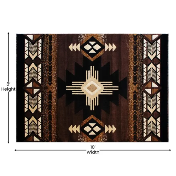 8' x 10' Chocolate Traditional Southwestern Area Rug - Olefin Fibers - Image 4