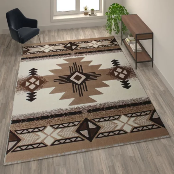 8' x 10' Ivory Traditional Southwestern Area Rug - Olefin Fibers - Image 2