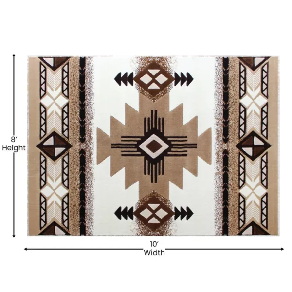 8' x 10' Ivory Traditional Southwestern Area Rug - Olefin Fibers - Image 4