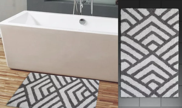 Geometric Grey Bath Rug - Image 2